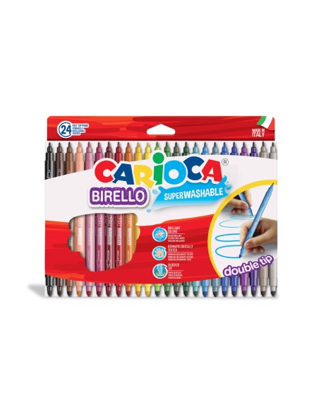 Rotulador carioca birello doble punta caja de 24 unidades colores surtidos
