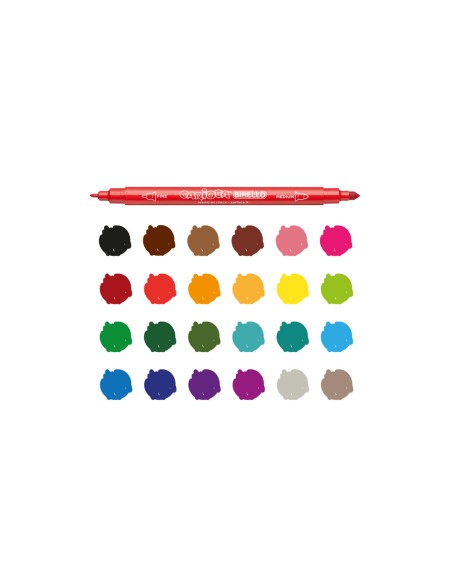 Rotulador carioca birello doble punta caja de 24 unidades colores surtidos