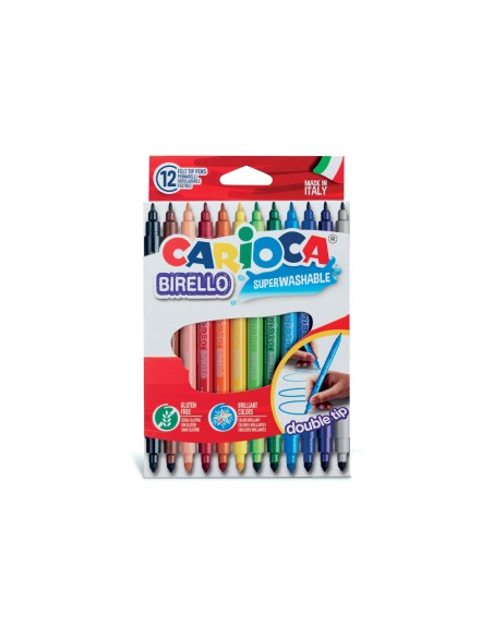 Rotulador carioca birello doble punta caja de 12 unidades colores surtidos