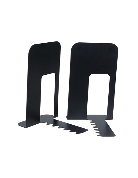 Apoyalibros metalico q-connect kf00837 negro juego de 2 165x127x165mm