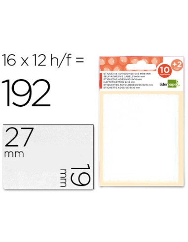 Etiquetas liderpapel sobre de 10 h. + 2 h....