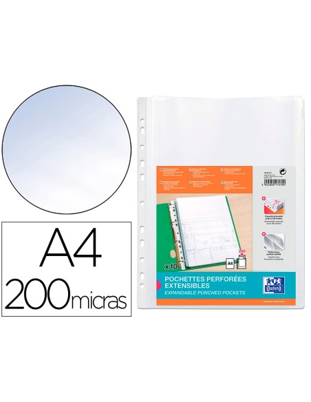 Funda multitaladro oxford con fuelle din a4 200 mc cristal