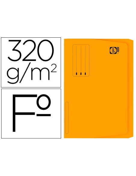Subcarpeta cartulina gio folio pocket naranja con bolsa y solapa 320g/m2