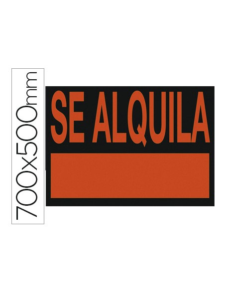 Cartel plastico archivo 2000 \"se alquila\" rojo fluorescente 700x500 mm