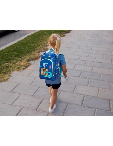 Mochila escolar liderpapel safari infantil azul marino cocodrilo 330x110x250 mm