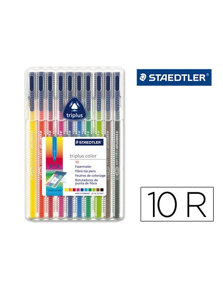 Rotulador staedtler triplus color 323 estuche de 10 unidades colores surtidos