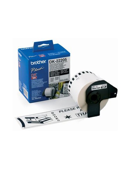 Cinta de papel continuo brother dk-22205 para impresoras de etiquetas ql