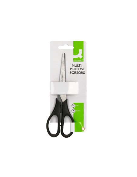 Tijera oficina q-connect inoxidable 7\" 17 cm en blister