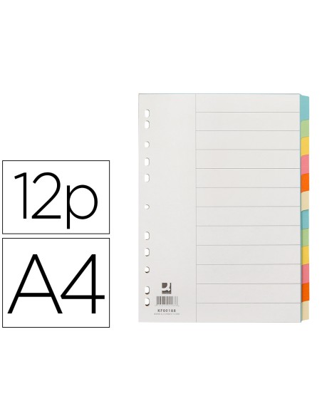 Separador q-connect cartulina juego de 12 separadores din a4 multitaladro