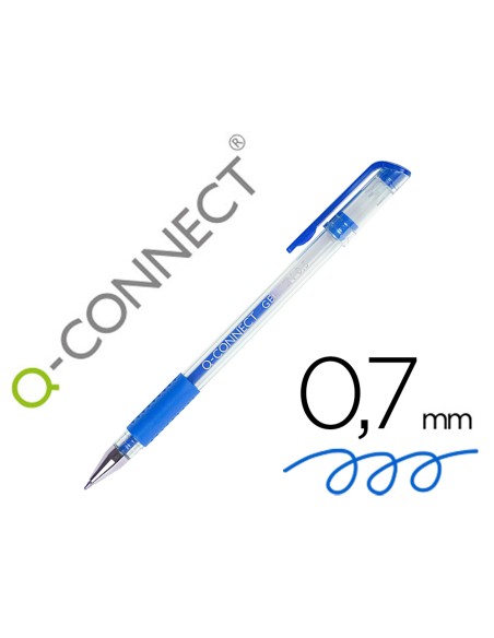 Boligrafo q-connect tinta gel azul 0,7 mm sujecion de caucho