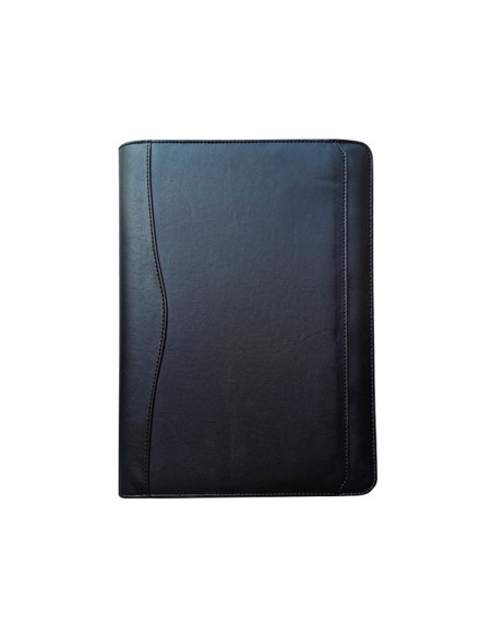 Carpeta portafolios q-connect cremallera sin anillas con calculadora y bolsa para movil color negro 260x355 mm