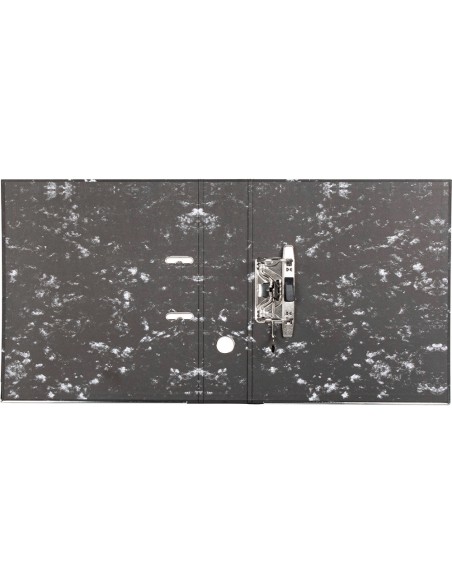 Archivador de palanca liderpapel carton forrado din a4 jaspeado negro sin caja-con rado mecanismo 75mm