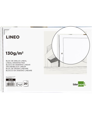 Bloc dibujo liderpapel lineal espiral 230x325mm...