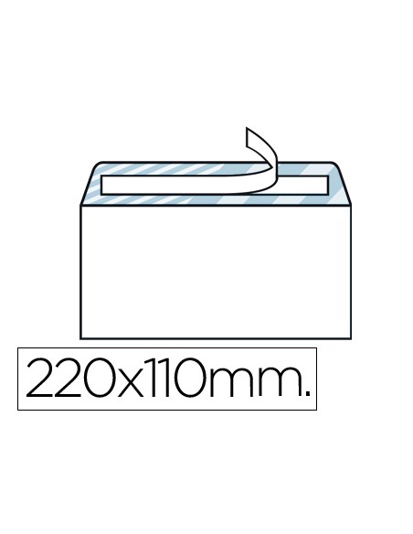 Sobre liderpapel n.2 blanco din americano 110x220mm tira de silicona open system caja de 500 unidades