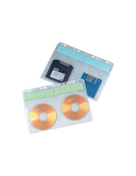 Funda q-connect para 4 cd/dvd con bolsillo multitaladro bolsa de 10 fundas