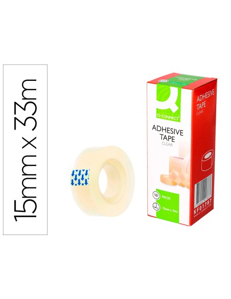 Cinta adhesiva q-connect transparente 33 m x 15 mm
