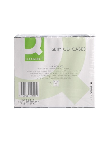 Caja de cd q-connect slim -con interior negro -pack de 25 unidades