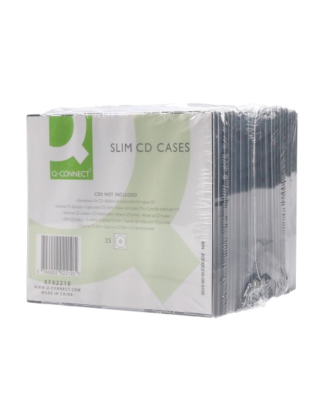 Caja de cd q-connect slim -con interior negro -pack de 25 unidades
