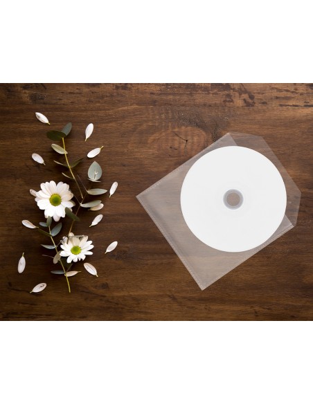 Sobre para cd q-connect polipropileno con solapa -pack de 50 unidades