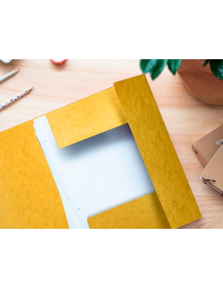 Carpeta q-connect gomas kf02166 carton simil-prespan solapas 320x243 mm amarilla