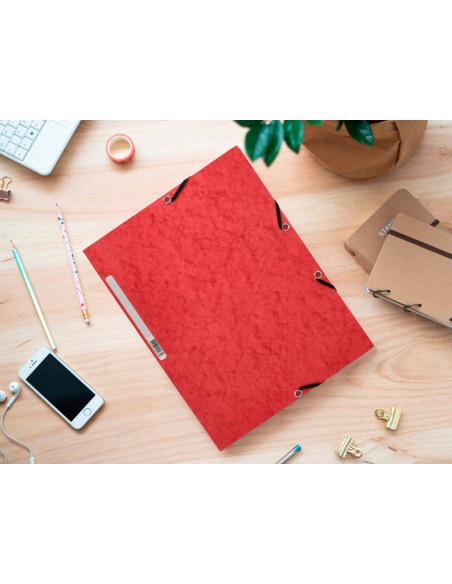 Carpeta q-connect gomas kf02165 carton simil prespan solapas 320x243 mm roj0