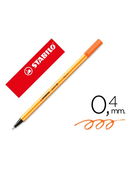 Rotulador stabilo punta de fib ra point 88 naranja punta fina 0,4mm