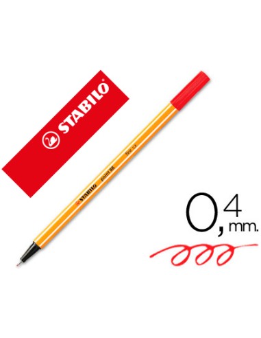 Rotulador stabilo punta de fib ra point 88 rojo...