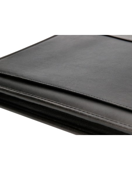 Carpeta portafolios q-connect cremallera 4 anillas 20 mm concalculadora con bolsa para movil color negro 260x355 mm
