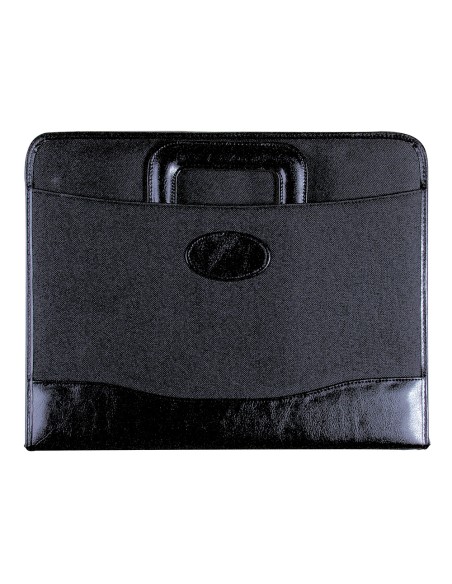 Cartera portadocumentos 35-921 negra 360x285 mm con asa 4 anillas 40 mm cremallera -con departamentos interiores