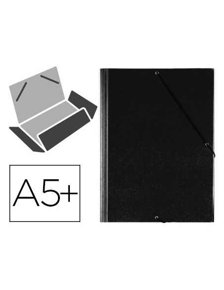 Carpeta saro gomas tres solapas plastico cuarto color negro