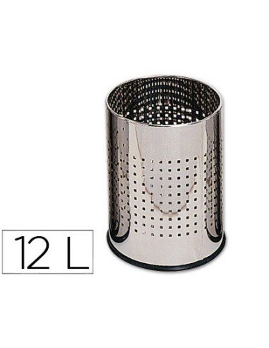 Papelera metalica q-connect perforada cromada 250x325 mm