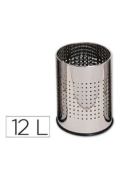Papelera metalica q-connect perforada cromada 250x325 mm