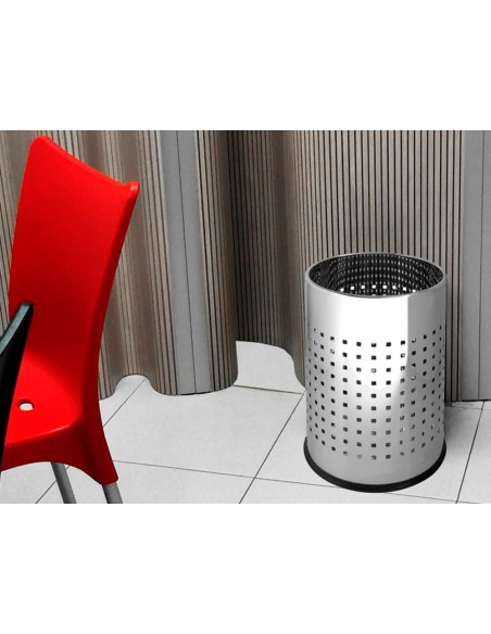 Papelera metalica q-connect perforada cromada 250x325 mm