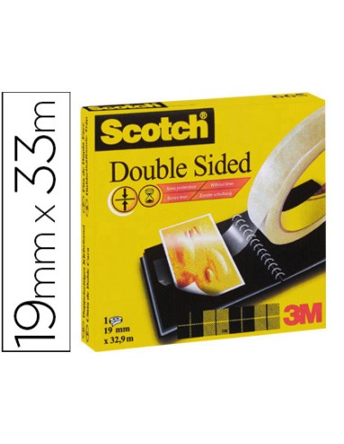 Cinta adhesiva scotch dos caras 33 m x 19 mm