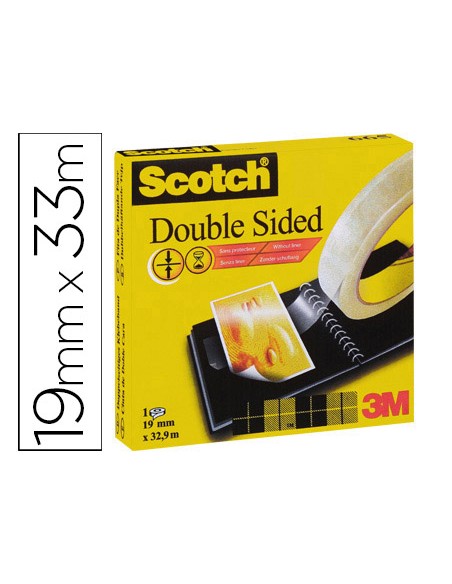 Cinta adhesiva scotch dos caras 33 m x 19 mm