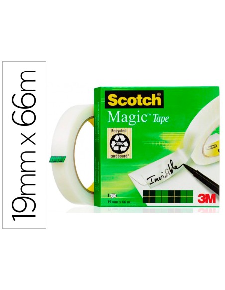 Cinta adhesiva scotch magic invisible 66 m x 19 mm