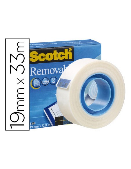 Cinta adhesiva scotch magic invisible removible 33 m x 19 mm