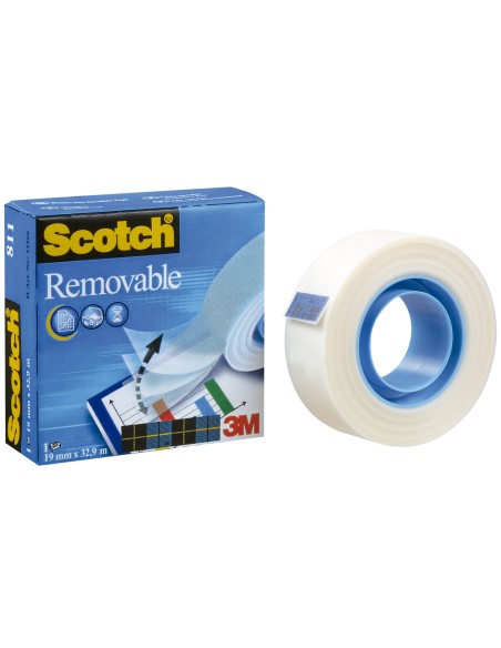 Cinta adhesiva scotch magic invisible removible 33 m x 19 mm