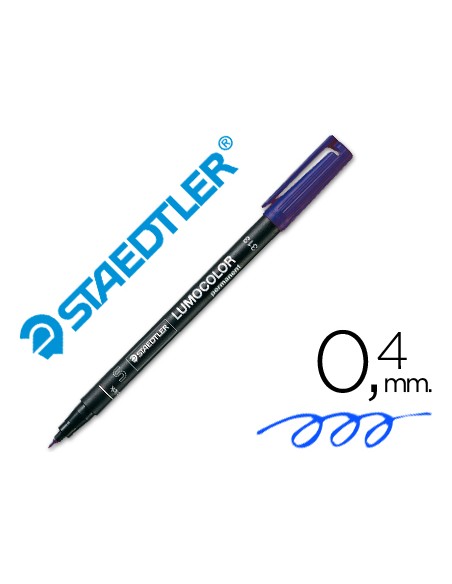 Rotulador staedtler lumocolor retroproyeccion punta de fibra permanente 313-3 azul punta super fina redonda 0.4 mm
