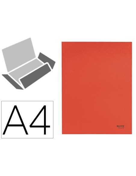 Subcarpeta leitz recycle con tres solapas din a4 carton 100% reciclable rojo