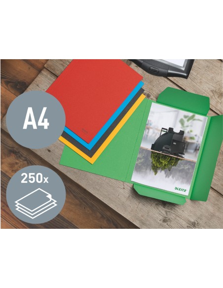 Subcarpeta leitz recycle con tres solapas din a4 carton 100% reciclable rojo