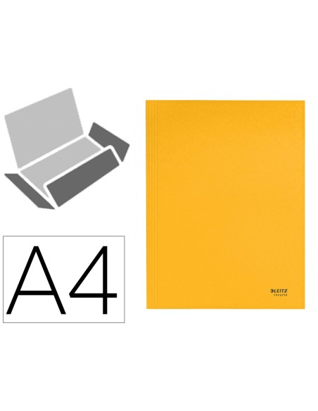 Subcarpeta leitz recycle con tres solapas din a4 carton 100% reciclable amarillo