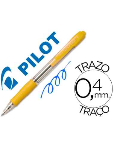 Boligrafo pilot super grip amarillo retractil...