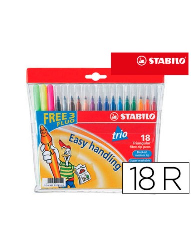 Rotulador escolar stabilo trio a-z bolsa de 18...