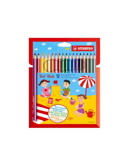 Lapices de colores stabilo trio punta gruesa caja de 18 colores escolar