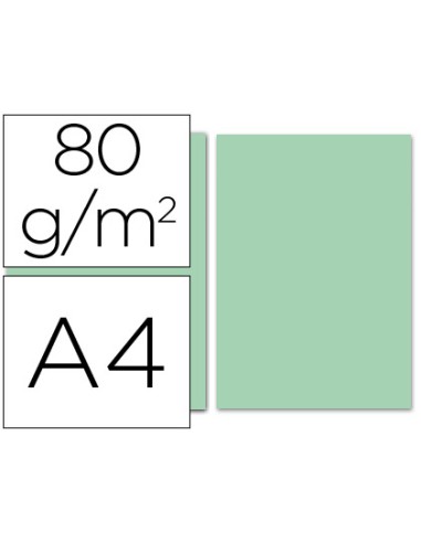 Papel color liderpapel a4 80gr verde paquete de...