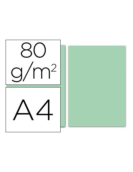 Papel color liderpapel a4 80gr verde paquete de 100 hojas