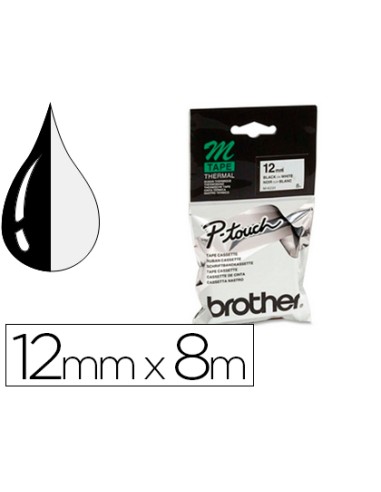 Cinta brother mk-231 blanco-negro 12mm longitud...
