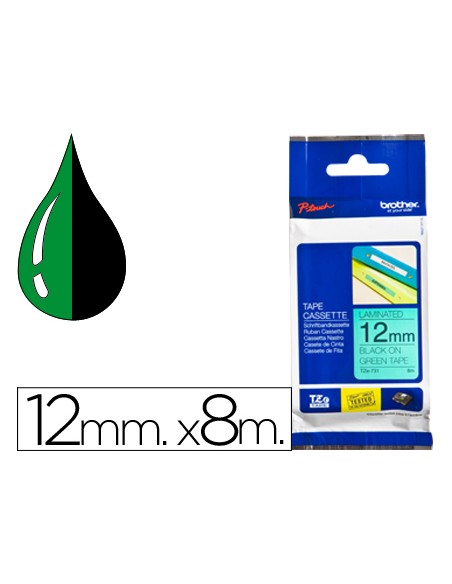 Cinta brother tze-731 verde-negro 12mm longitud 8 m