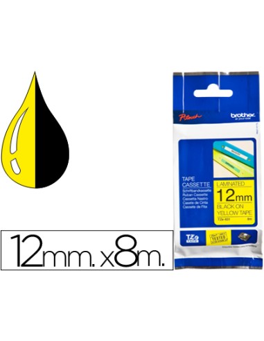 Cinta brother tze631 amarillo-negro 12mm...